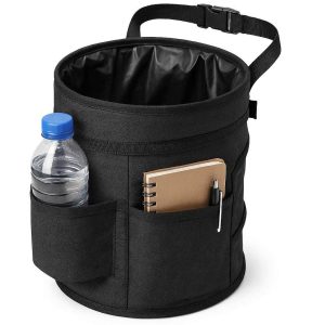 14 Collapsible Car Trash Can with Removable Liner and Storage Pockets