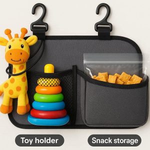 6 Kids Car Seat Hooks with Toy Holder and Snack Storage Pockets