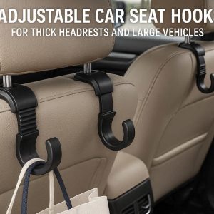 5 Adjustable Car Seat Hooks for Thick Headrests and Large Vehicles